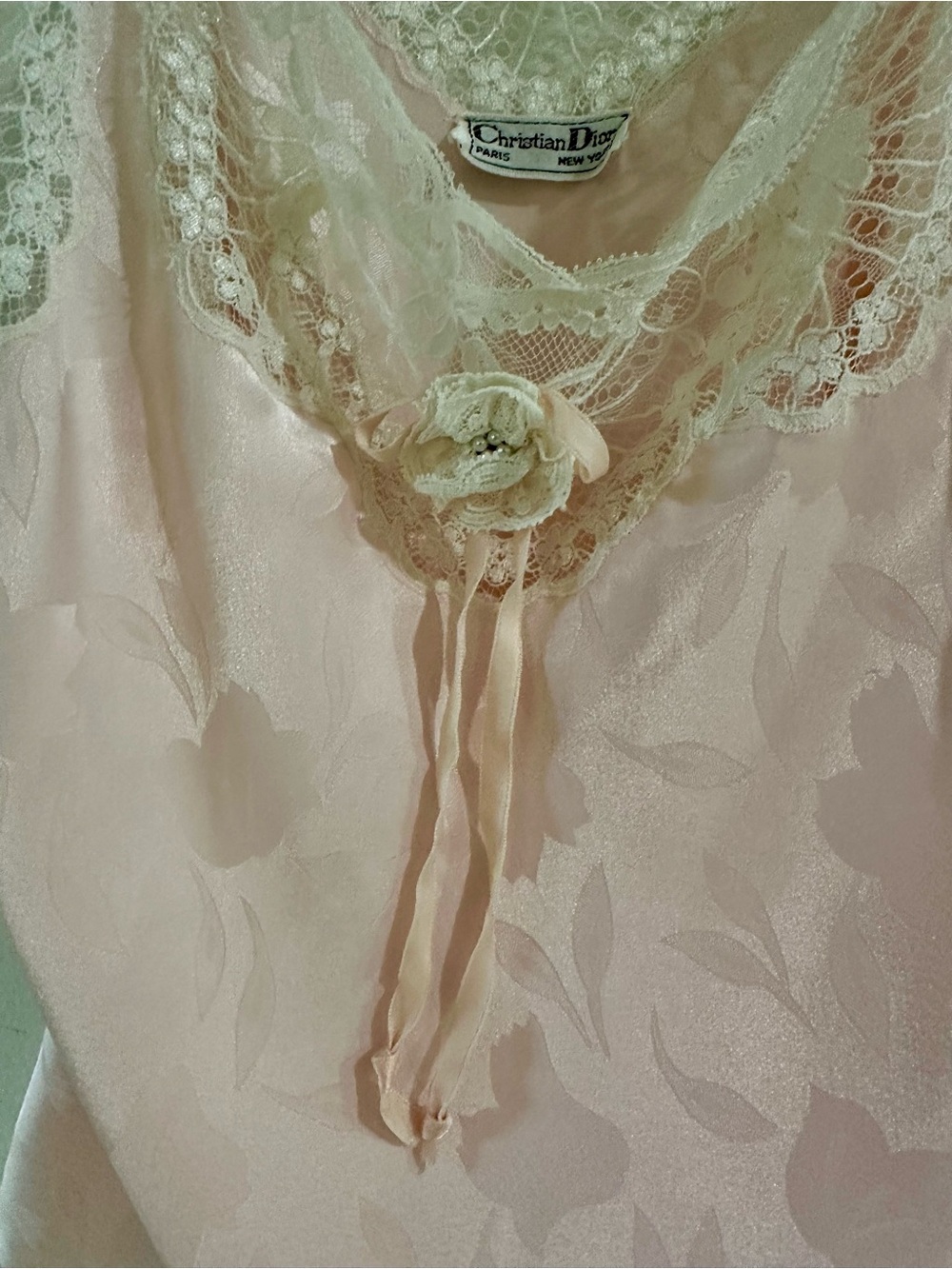 Christian Dior Pink Lace Trim Satin Camisole - Picture 8 of 10